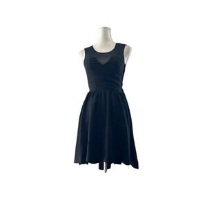 H&M women High low Flared skirt black dress sz 4 semi sheer solid